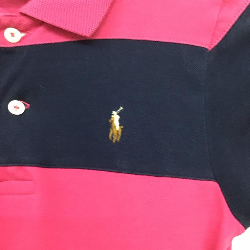 ラルフローレン RALPHLAUREN ワンピース ひざ丈スカート L ボーダー柄 X ロゴ、文字 桃 / ピンク / X 紺 / ネイビー /  ガールズ USED 古着 中古 10132762