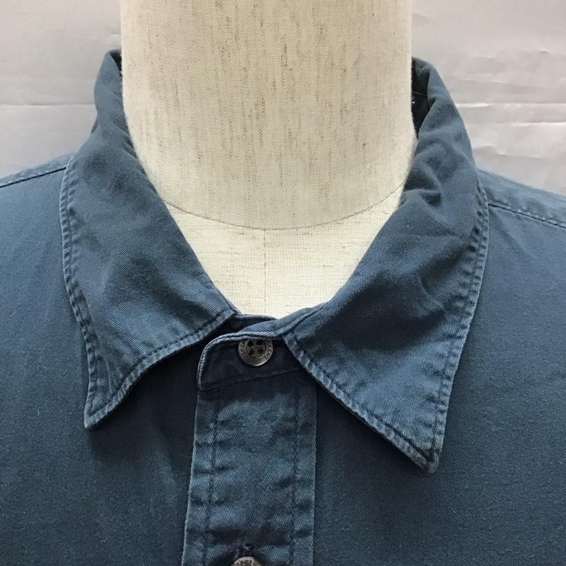 ミリタリー ミリタリー シャツ、ブラウス 長袖 ミリタリーシャツ カジュアルシャツ カーゴシャツ カラーシャツ XXL 無地 紺 / ネイビー /  メンズ USED 古着 中古 10110984