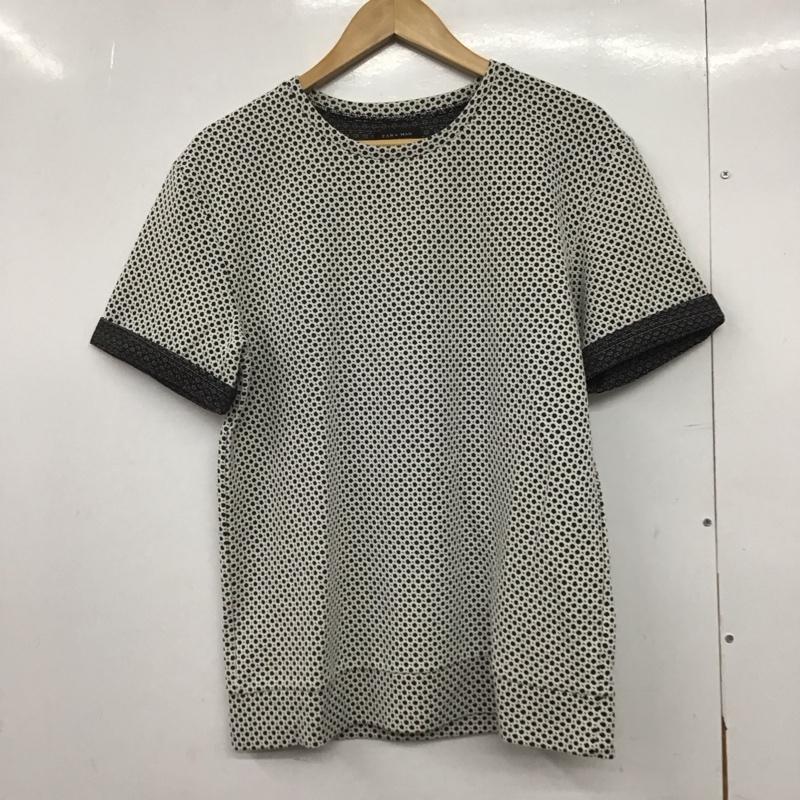 ザラメン ZARA MAN カットソー 半袖 半袖カットソー プリントTシャツ クルーネックカットソー M 総柄 白 / ホワイト / X 黒 / ブラック /  メンズ USED 古着 中古 10145540