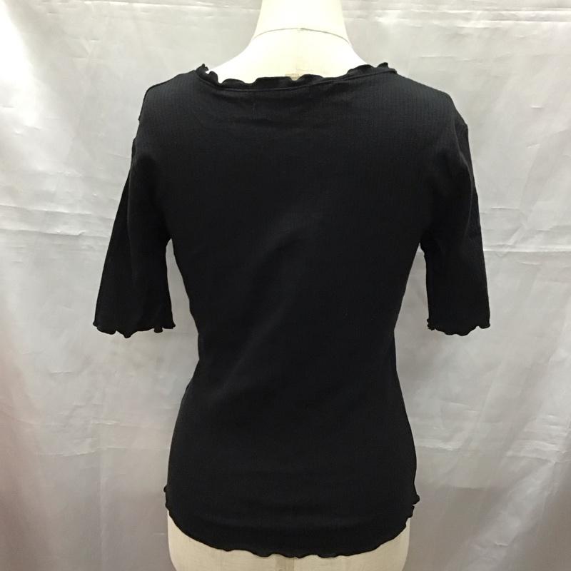 ゲス Guess カットソー 半袖 半袖カットソー ニットカットソー Vネックカットソー XS ロゴ、文字 黒 / ブラック /  レディース USED 古着 中古 10116354