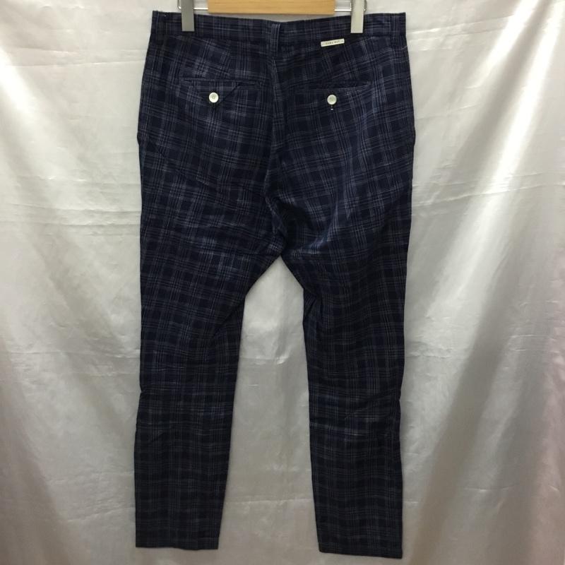ザラメン ZARA MAN パンツ スラックス スラックスパンツ ワイドパンツ カジュアルパンツ チェックパンツ 42 チェック 紺 / ネイビー /  メンズ USED 古着 中古 10122390