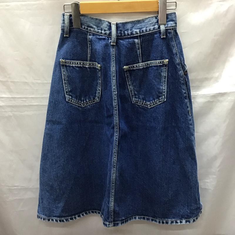 マウジー MOUSSY スカート ひざ丈スカート 0107ST11-0350 デニムスカート タック入り 0 無地 青 / ブルー /  レディース USED 古着 中古 10115470