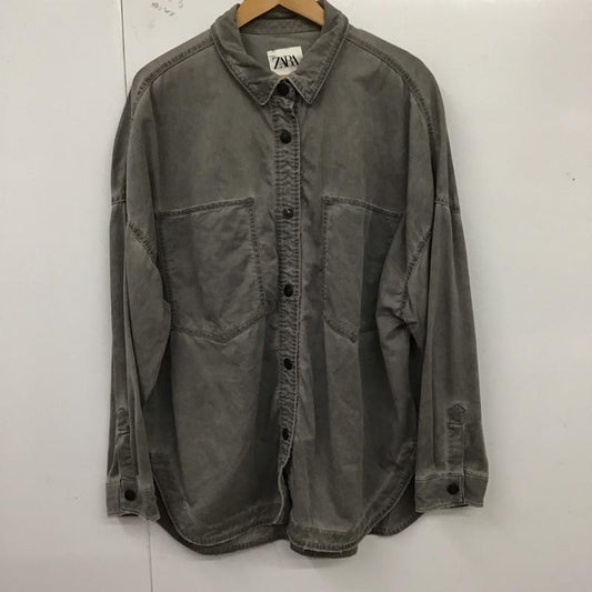 ザラ ZARA シャツ、ブラウス 長袖 L 無地 チャコールグレー / チャコールグレー /  レディース USED 古着 中古 10124789