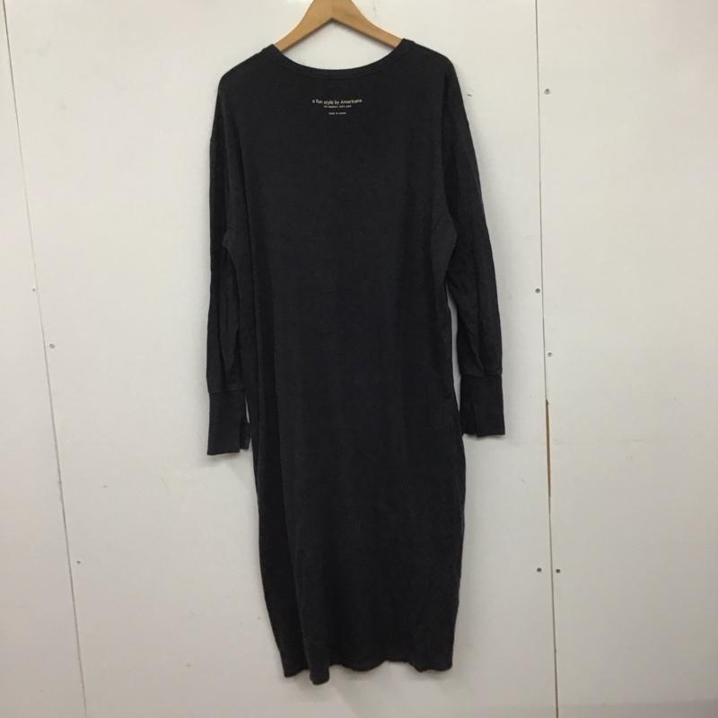 アメリカーナ AMERICANA ワンピース ロングスカート 長袖ワンピース ロングワンピース サイドジップ ロゴ、文字 紺 / ネイビー /  レディース USED 古着 中古 10142076