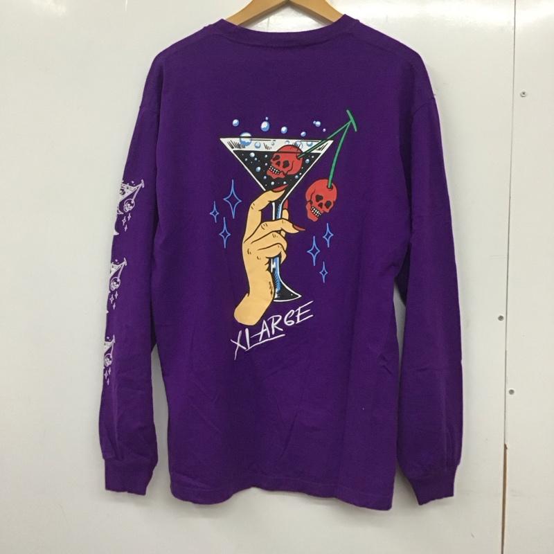エクストララージ XLARGE カットソー 長袖 長袖カットソー プリントカットソー クルーネック M ロゴ、文字 紫 / パープル /  メンズ USED 古着 中古 10137356