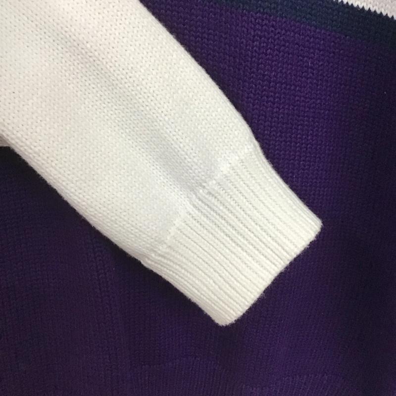 サプライヤー SUPPLIER ニット、セーター 長袖 長袖ニットカットソー ジップアップネック セーター L ロゴ、文字 紫 / パープル /  メンズ USED 古着 中古 10141351