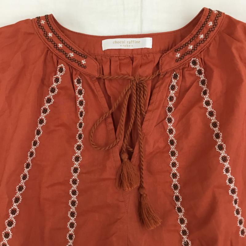 ショコラ フィネ ローブ chocol raffine robe カットソー 長袖 6A13L0A0300 FREE 刺繍 赤 / レッド / X 橙 / オレンジ /  レディース USED 古着 中古 10141331
