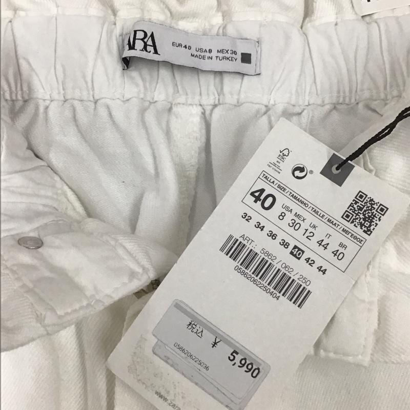 ザラ ZARA パンツ デニム、ジーンズ ホワイトデニム 5862/062/250 HIGH-WAIST BAGGY 40 無地 白 / ホワイト /  レディース USED 古着 中古 10112525