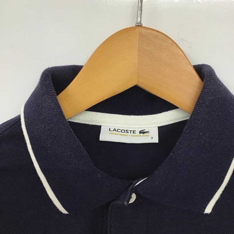 ラコステ LACOSTE ポロシャツ 半袖 半袖ポロシャツ 半袖カットソー カラーシャツ 3 ロゴ、文字 紺 / ネイビー /  メンズ USED 古着 中古 10132236