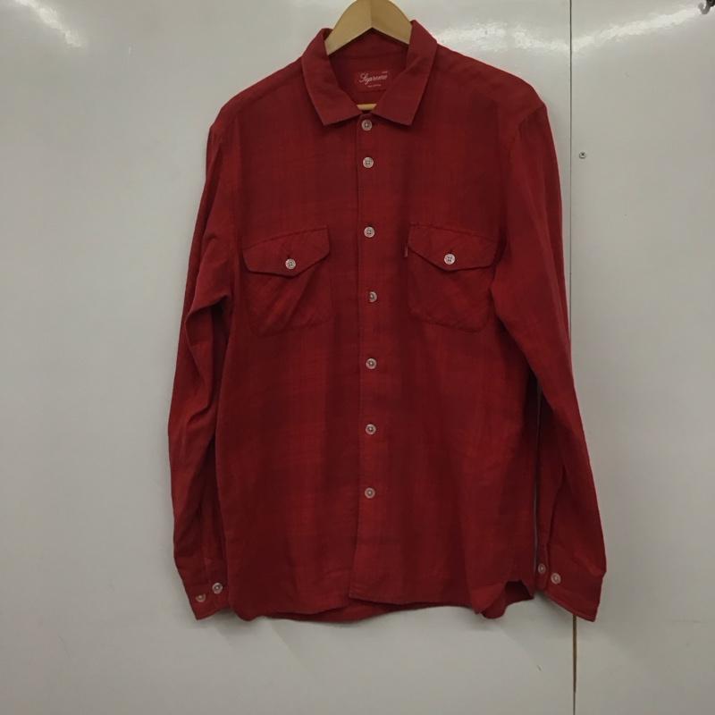シュプリーム Supreme シャツ、ブラウス 長袖 長袖シャツ チェックシャツ カラーシャツ L チェック 赤 / レッド /  メンズ USED 古着 中古 10140851