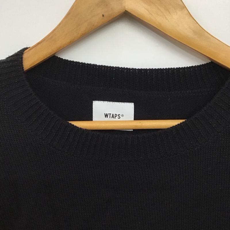 ダブルタップス WTAPS ニット、セーター 長袖 192MADT-KNM01 DECK SWEATER 3 ロゴ、文字 黒 / ブラック /  メンズ USED 古着 中古 10144707