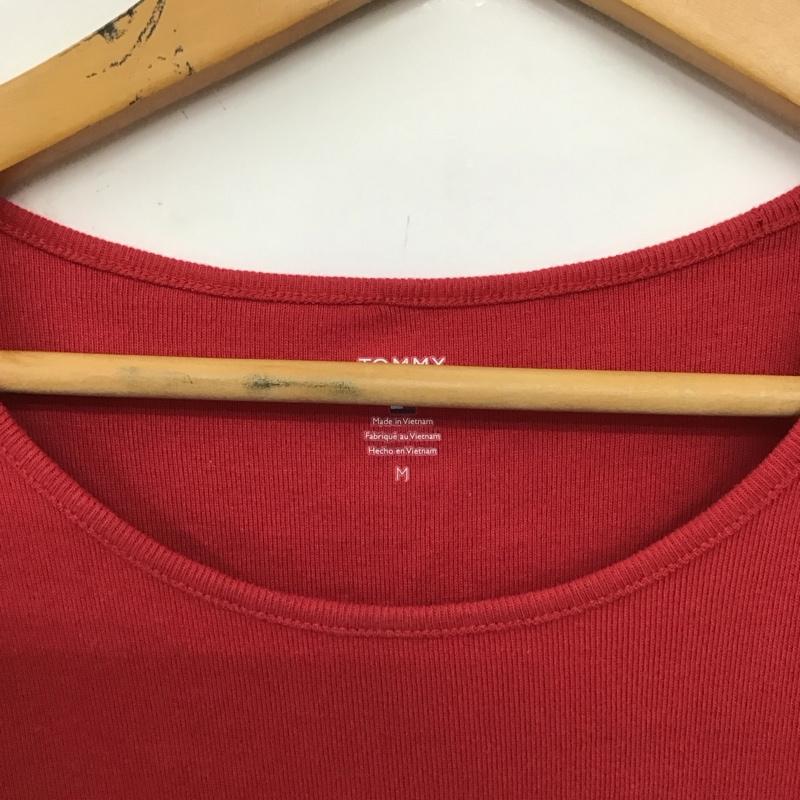 トミーヒルフィガー TOMMY HILFIGER Tシャツ 半袖 半袖カットソー プリントTシャツ クルーネックカットソー M ロゴ、文字 赤 / レッド /  レディース USED 古着 中古 10149415