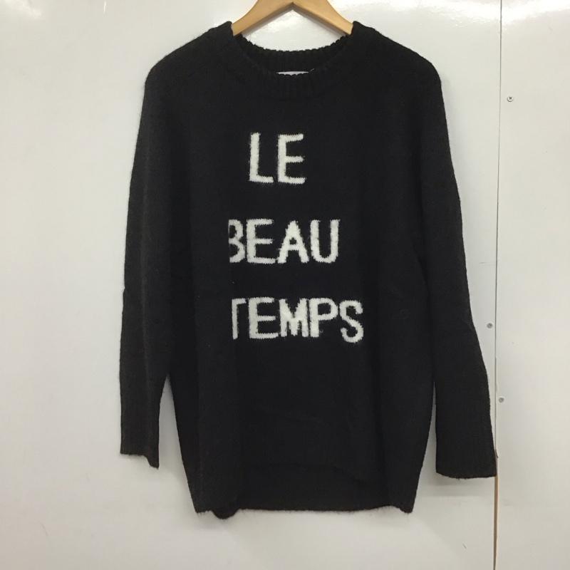 シンプリシテェ Simplicite ニット、セーター 長袖 長袖ニットカットソー クルーネック セーター FREE ロゴ、文字 黒 / ブラック /  レディース USED 古着 中古 10147644