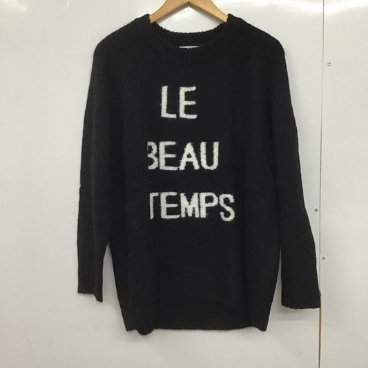 シンプリシテェ Simplicite ニット、セーター 長袖 長袖ニットカットソー クルーネック セーター FREE ロゴ、文字 黒 / ブラック /  レディース USED 古着 中古 10147644