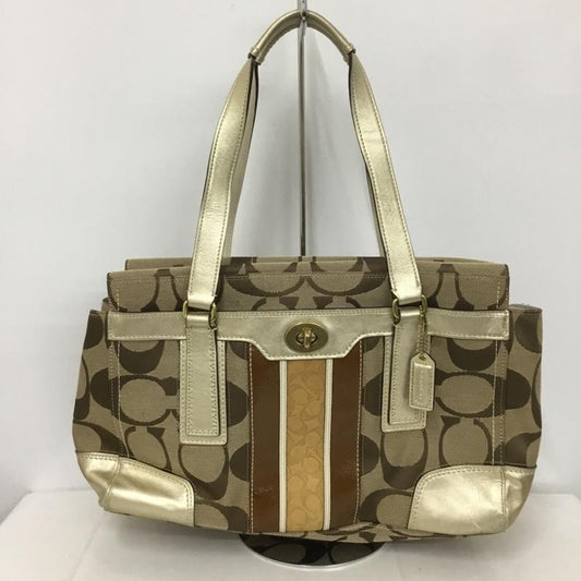 コーチ COACH ハンドバッグ ハンドバッグ F11637 ロゴ、文字 ベージュ / ベージュ /  レディース USED 古着 中古 10133829