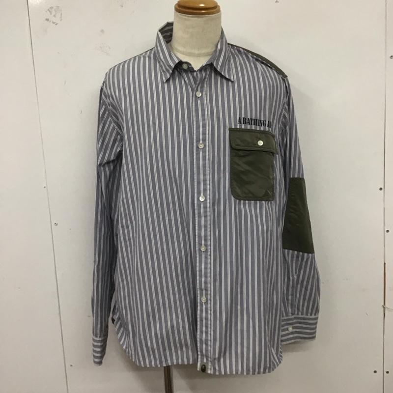 アベイシングエイプ A BATHING APE シャツ、ブラウス 長袖 長袖シャツ カラーシャツ ポケットシャツ 長袖カットソー ストライプシャツ XXL ストライプ マルチカラー / マルチカラー /  メンズ USED 古着 中古 10124705