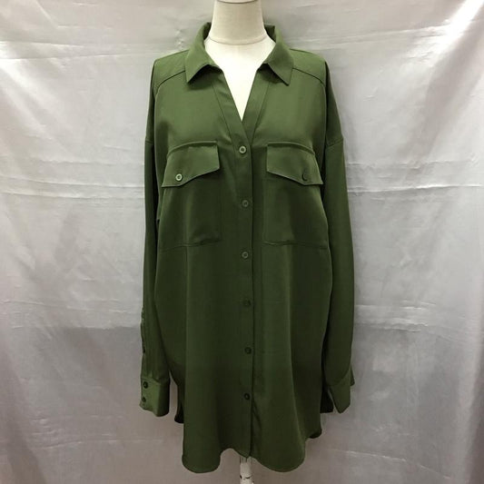 スライ SLY シャツ、ブラウス 長袖 030CAY30-5260 BACK TUCK SKIPPER SH FREE 無地 カーキ / カーキ /  レディース USED 古着 中古 10115876
