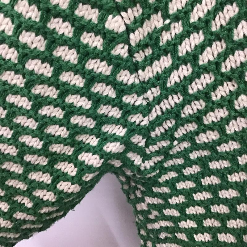 シンプリシテェ Simplicite ニット、セーター 長袖 21-080-700-0099-3-0 深VバイカラーKNITプルオーバー  緑 / グリーン / X オフホワイト / オフホワイト /  レディース USED 古着 中古 10107515