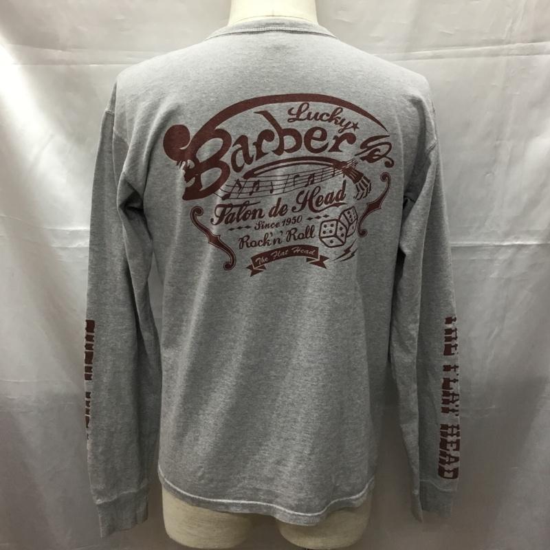 フラットヘッド The Flat Head Tシャツ 長袖 40 ロゴ、文字 X プリント 灰 / グレー /  メンズ USED 古着 中古 10109611