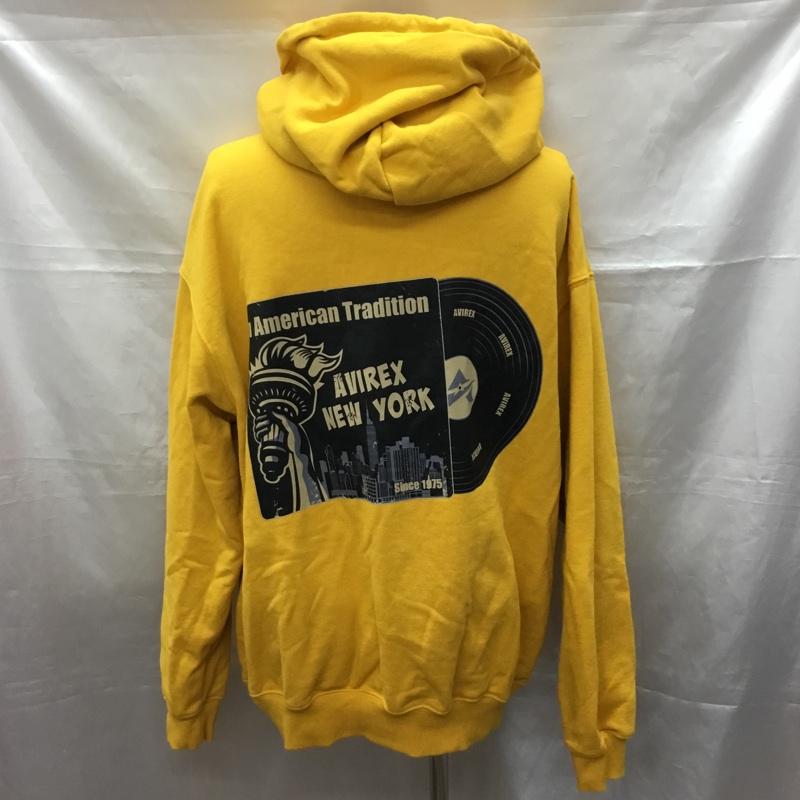 アヴィレックス AVIREX パーカー 長袖 783-3131014 WEB&DEPOT限定 RECORDDESIGNSWEATPULLOVERPARKA XL プリント 黄 / イエロー /  メンズ USED 古着 中古 10116246