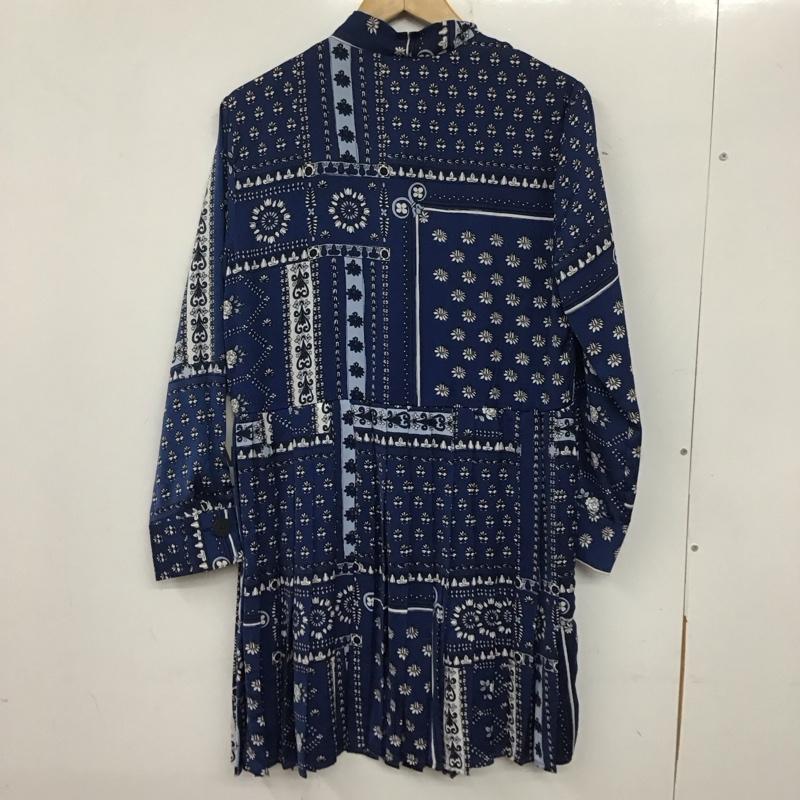 ザラ ZARA ワンピース ひざ丈スカート S プリント X 総柄 青 / ブルー /  レディース USED 古着 中古 10139863