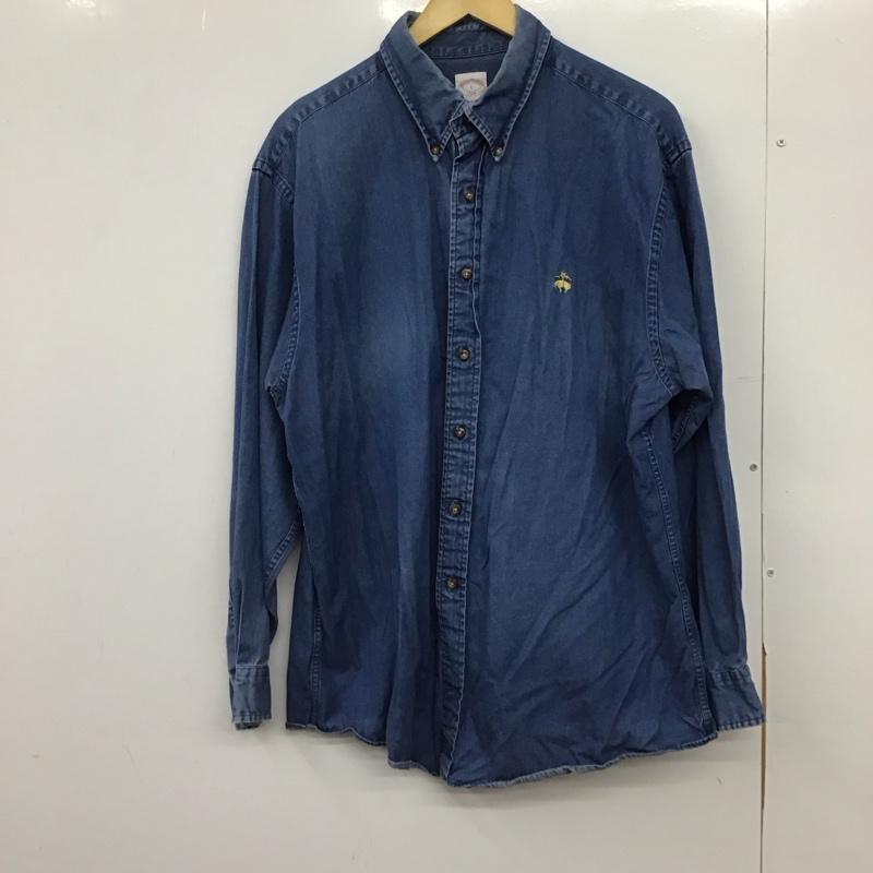 ブルックスブラザーズ BROOKS BROTHERS シャツ、ブラウス 長袖 長袖シャツ 無地シャツ カラーシャツ デニムシャツ L ロゴ、文字 インディゴ / インディゴ /  メンズ USED 古着 中古 10150045
