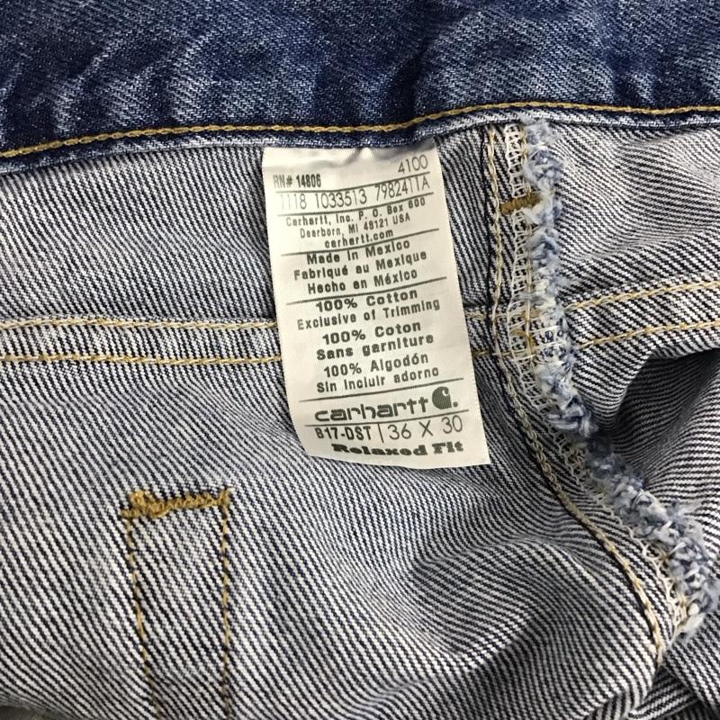 カーハート Carhartt パンツ デニム、ジーンズ デニムパンツ ワイドパンツ カジュアルパンツ 36インチ ロゴ、文字 インディゴ / インディゴ /  メンズ USED 古着 中古 10145856