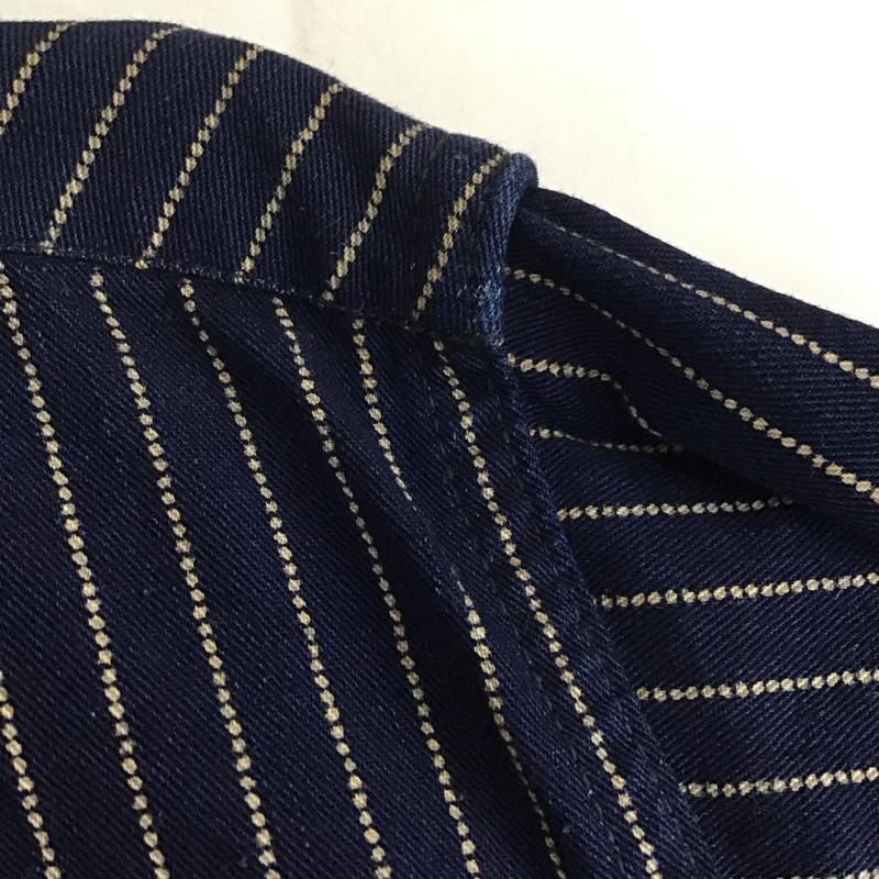 ウエストライド WESTRIDE シャツ、ブラウス 長袖 長袖シャツジャケット ストライプシャツ ジップアップポケット ストライプ 紺 / ネイビー /  メンズ USED 古着 中古 10137440