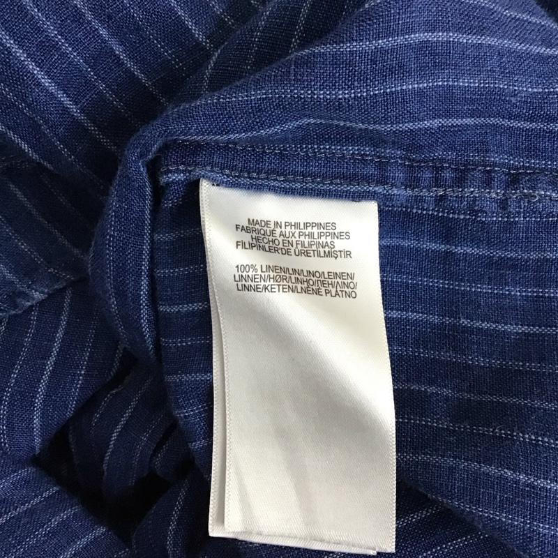 ポロラルフローレン POLO RALPH LAUREN シャツ、ブラウス 長袖 長袖シャツ ノーカラーシャツ ポケットシャツ 長袖カットソー ストライプシャツ XS ストライプ 紺 / ネイビー /  メンズ USED 古着 中古 10114651