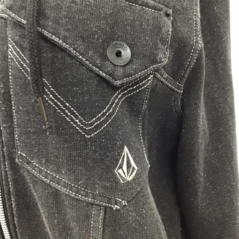 ボルコム VOLCOM パーカー 長袖 長袖パーカー フード付きパーカー ジップアップパーカー M ロゴ、文字 黒 / ブラック /  レディース USED 古着 中古 10114899
