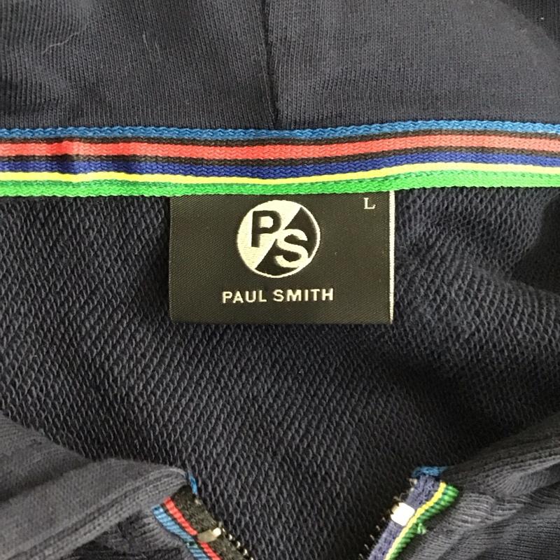 ポールスミス Paul Smith パーカー 長袖 長袖パーカー フード付きパーカー プリントスウェット トレーナー L 無地 紺 / ネイビー /  メンズ USED 古着 中古 10121459