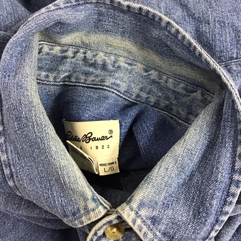 エディーバウアー Eddie Bauer シャツ、ブラウス 長袖 長袖シャツ 無地シャツ カラーシャツ デニムシャツ L 無地 インディゴ / インディゴ /  メンズ USED 古着 中古 10129238