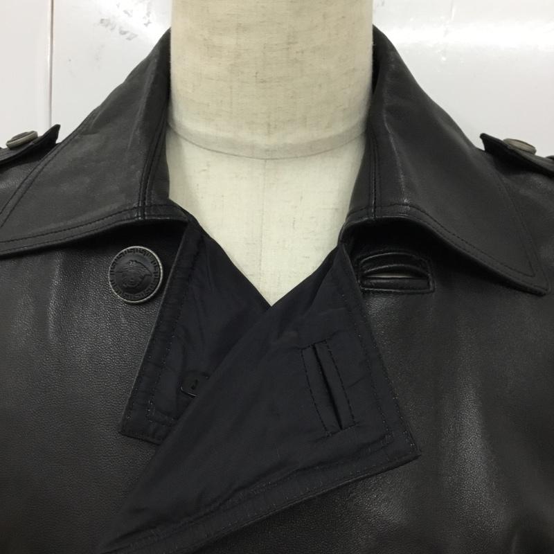 ジャンニヴェルサーチ GIANNI VERSACE ジャケット、上着 ジャケット、ブレザー ロングレザージャケット アウター カジュアルジャケット 無地 黒 / ブラック /  メンズ USED 古着 中古 10120779