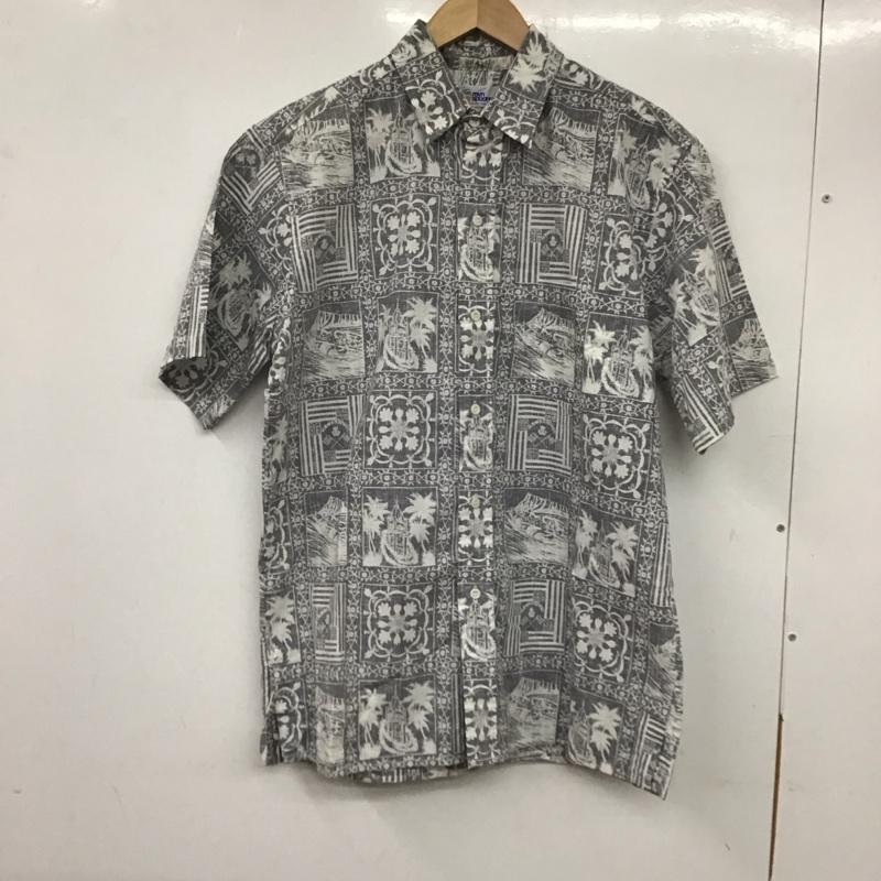 レインスプーナー reyn spooner シャツ、ブラウス 半袖 半袖シャツ プリントシャツ ポケットシャツ M プリント 白 / ホワイト / X 灰 / グレー /  メンズ USED 古着 中古 10136711