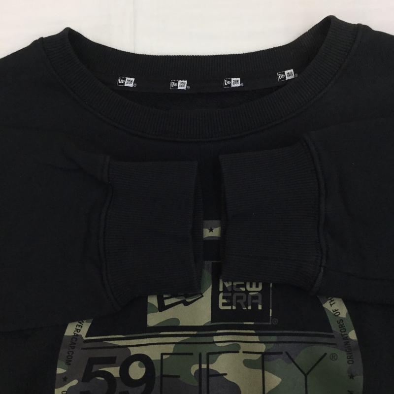 ニューエラ NEW ERA トレーナー 長袖 L ロゴ、文字 黒 / ブラック /  メンズ USED 古着 中古 10138464