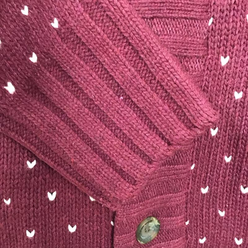 アバクロンビーアンドフィッチ ABERCROMBIE&FITCH カーディガン 長袖 長袖ニットカーディガン 前ボタン スタンドカラー 厚手 M プリント えんじ / ワインレッド /  メンズ USED 古着 中古 10136205
