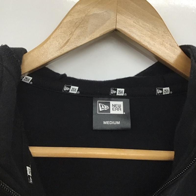 ニューエラ NEW ERA パーカー 長袖 ジップアップパーカー 長袖パーカー カジュアルジャケット M ロゴ、文字 黒 / ブラック /  メンズ USED 古着 中古 10143201
