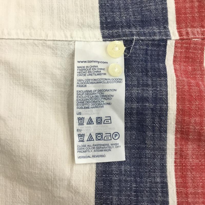 トミーヒルフィガー TOMMY HILFIGER シャツ、ブラウス 長袖 TOMMY HILFIGER 長袖シャツ XL ボーダー柄 白 / ホワイト / X 青 / ブルー / X 赤 / レッド /  メンズ USED 古着 中古 10128711