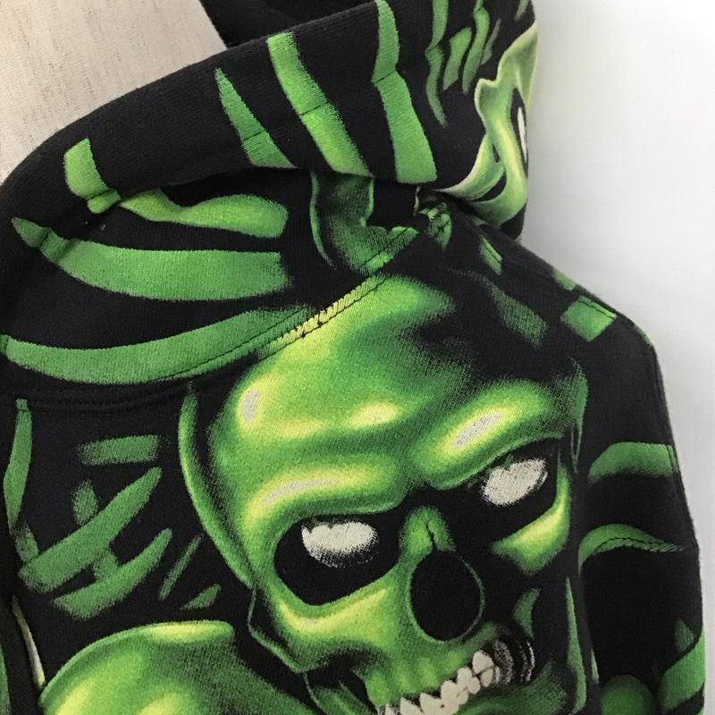 シュプリーム Supreme パーカー 長袖 18SS Skull Pile Hooded Sweartshirt ドクロ プルオーバー ロゴ 裏起毛 M 総柄 黒 / ブラック / X 薄緑 / ライトグリーン /  メンズ USED 古着 中古 10107816