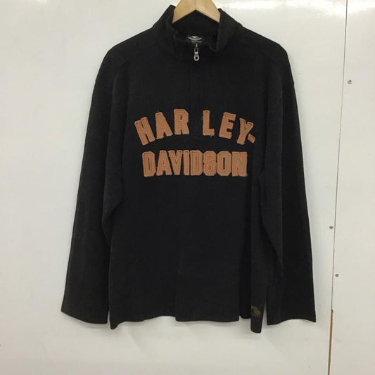 ハーレーダビッドソン Harley-Davidson トレーナー 長袖 GM00044025 カットソー ハーフジップ M ロゴ、文字 黒 / ブラック /  メンズ USED 古着 中古 10133570