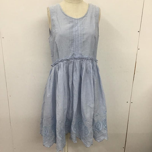 ブロードゥリー&コー Broderie & Co ワンピース ひざ丈スカート NL52OP4052TK コットン刺繍ギャザーワンピ タグ付き FREE 刺繍 水色 / ライトブルー /  レディース USED 古着 中古 10106712