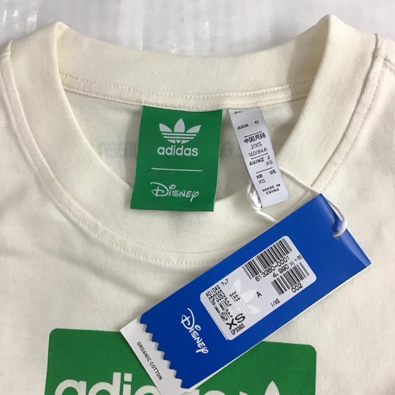 アディダス adidas Tシャツ 半袖 GP3393 モンスターズインク マイク ワゾウスキ ディズニー XS ロゴ、文字 アイボリー / アイボリー /  メンズ USED 古着 中古 10123295