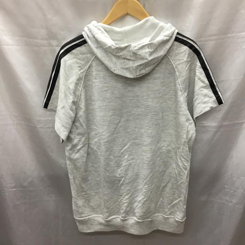 アディダス adidas パーカー 半袖 ADS-3620 スウェット プルオーバー L ロゴ、文字 灰 / グレー / X 黒 / ブラック /  メンズ USED 古着 中古 10117794