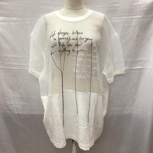ザラ ZARA Tシャツ 半袖 5644 008 250 シアー S ロゴ、文字 白 / ホワイト /  レディース USED 古着 中古 10115851