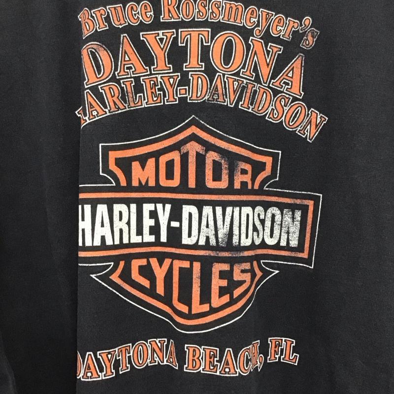 ハーレーダビッドソン Harley-Davidson カットソー 長袖 長袖カットソー プリントカットソー ヘンリーネック 古着 XL プリント 黒 / ブラック /  メンズ USED 古着 中古 10132901