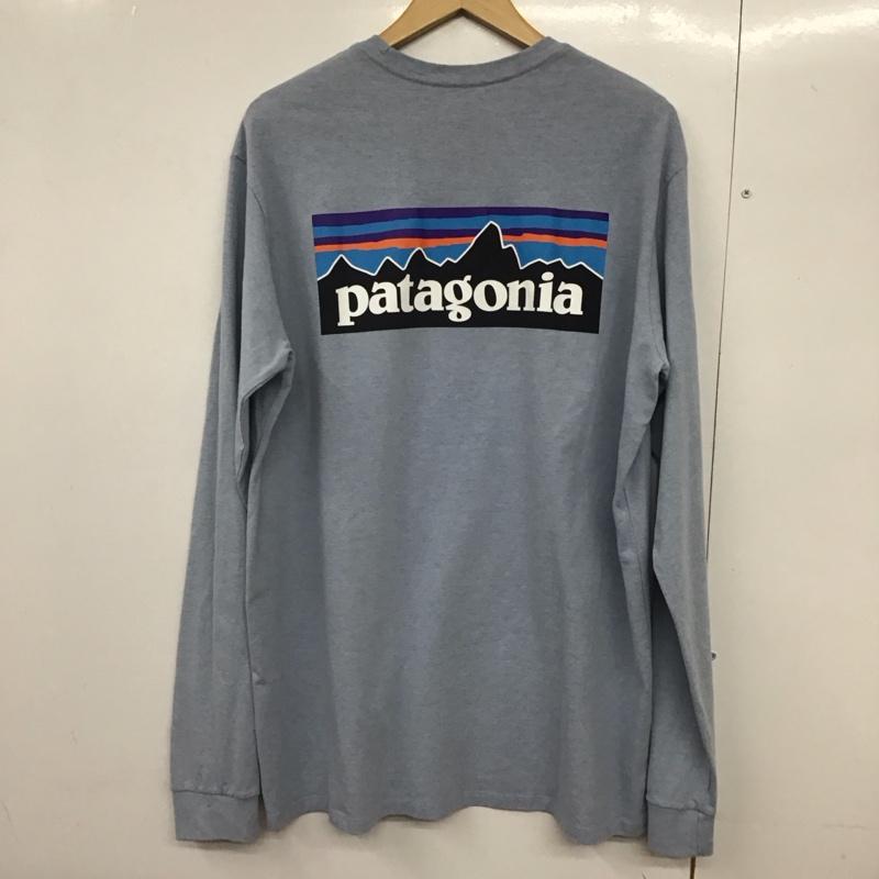 パタゴニア patagonia Tシャツ 長袖 L プリント X ロゴ、文字 水色 / ライトブルー /  メンズ USED 古着 中古 10143314