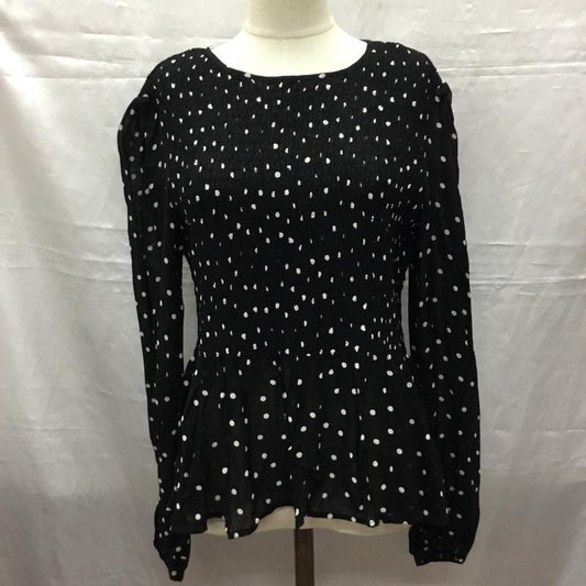 ザラ ZARA カットソー 長袖 長袖カットソー クルーネックカットソー ロングスリーブカットソー シャツカットソー S ドット 黒 / ブラック /  レディース USED 古着 中古 10115792