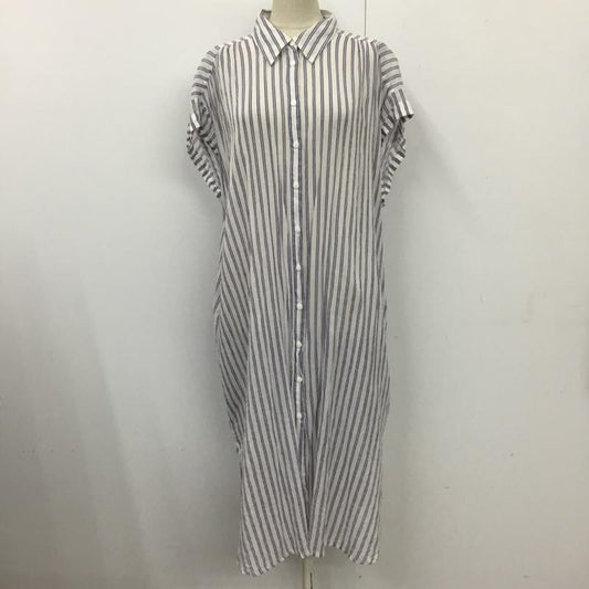 ザラベーシック ZARA BASIC ワンピース ロングスカート 半袖ロングワンピース フレアスカート ストライプワンピース M ストライプ 白 / ホワイト /  レディース USED 古着 中古 10115793