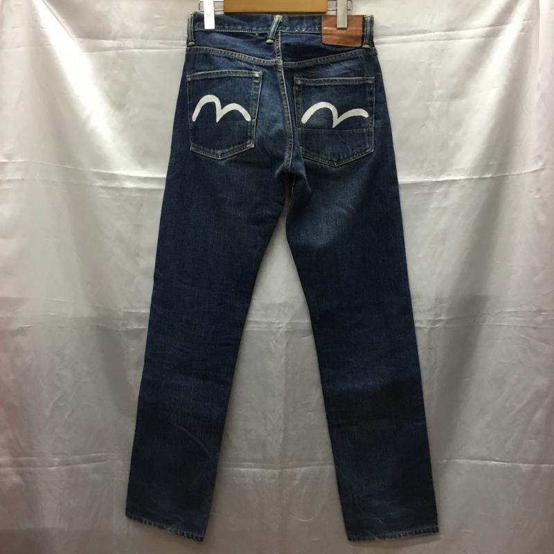 エヴィス EVISU パンツ デニム、ジーンズ 28 × 35 ジーパン 28インチ プリント 青 / ブルー /  メンズ USED 古着 中古 10109688