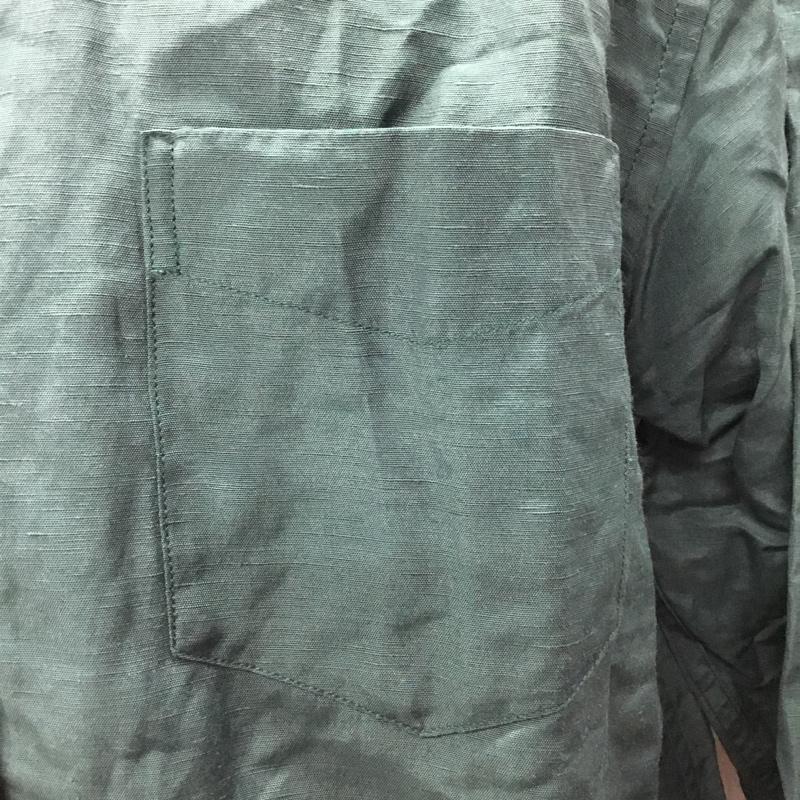 インヘリット INHERIT シャツ、ブラウス 長袖 20-050-720-6015-1-0 BELGIAN LINEN BLEND レギュラーシャツ XL 無地 緑 / グリーン /  メンズ USED 古着 中古 10121019
